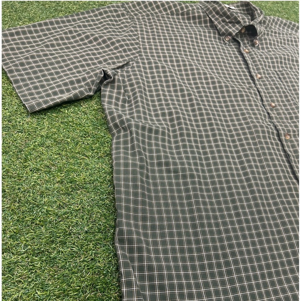 LL Bean Mens XXL Green Plaid Wrinkle Resistant Cotton Button Down Shirt NX47 - Picture 2 of 6